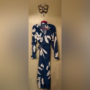 Beautiful Brush Print Knot Sude Wrap Dress ✨